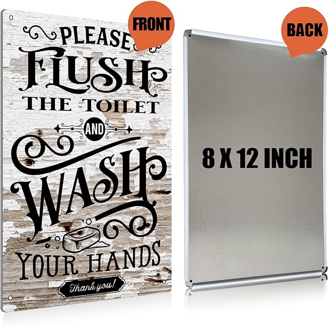 BEASTZHENG Rustic Bathroom Metal Tin Sign Wall Decor - Image 2