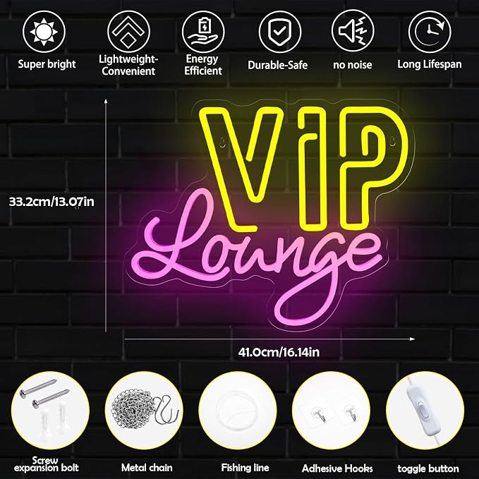 VIP Lounge Neon Signs for Wall Decor, VIP LED Neon Light Signs for Bar - Image 2