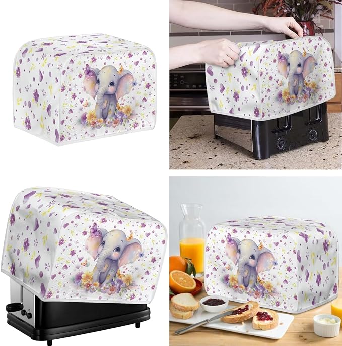 doginthehole Cute Elephant Decorative Small Appliance Dust Covers Sets - Image 2