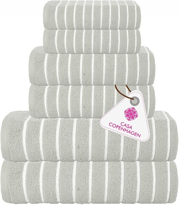 CASA COPENHAGEN Ecstatic 6Pcs 100% Egyptian Cotton Large Designer Towels Gift by CASACOPENHAGEN