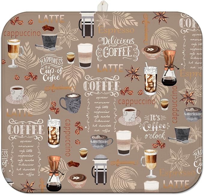 Coffee Dish Drying Mat for Kitchen Counter, Washable Absorbent Kitchen by Unknown