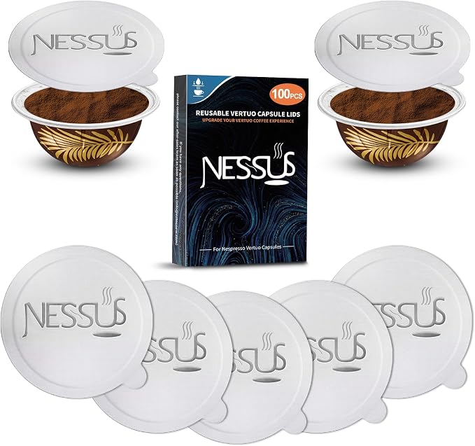 Nessus 100 PCS Original Aluminum Foil Lids from Vertuo Reusable Pods Kit by Nessus