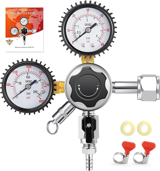 MRbrew Keg CO2 Regulator, Kegerator Regulator CGA-320, 0-60 PSI Working Pressure by MRbrew