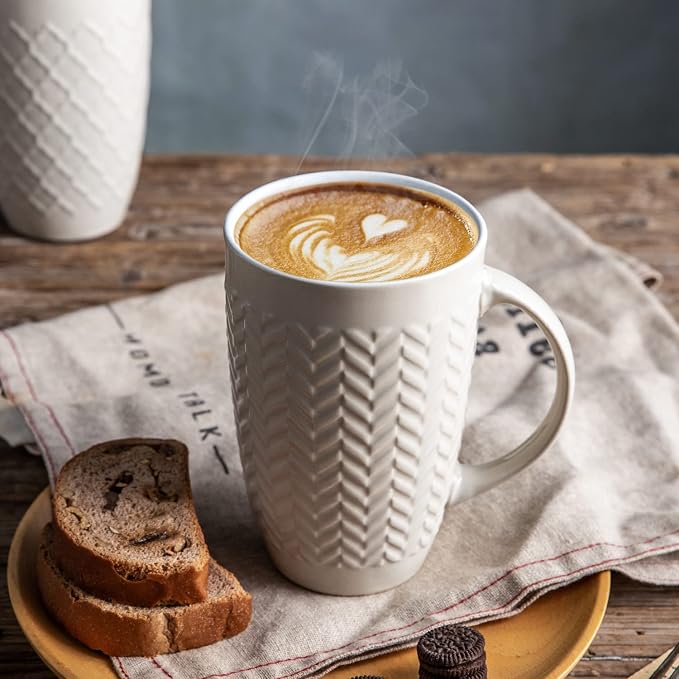 AmorArc Extra Large Coffee Mugs Set of 6, 20oz Ceramic Tall Coffee Mugs Set - Image 5