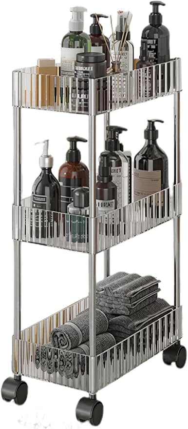 Sooyee Slim Clear 3-Tier Plastic Rolling Utility Cart by Sooyee