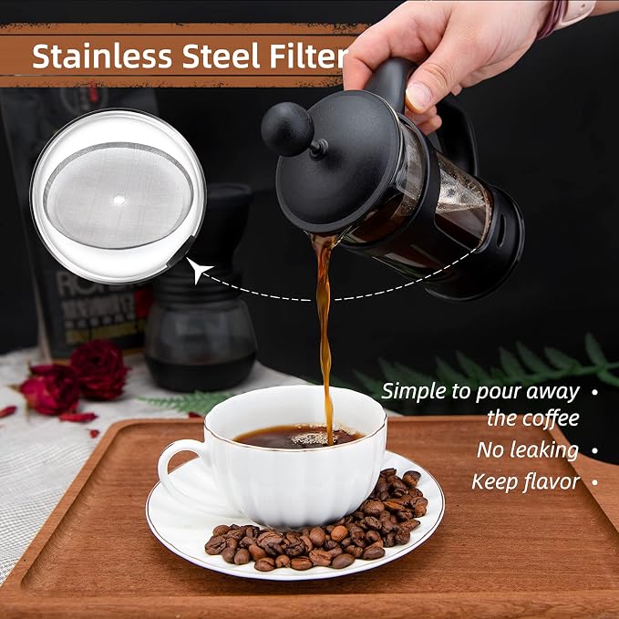 RAINBEAN Mini French Press Coffee Maker, 1 Cup, Maximum Flavor Brewer - Image 6