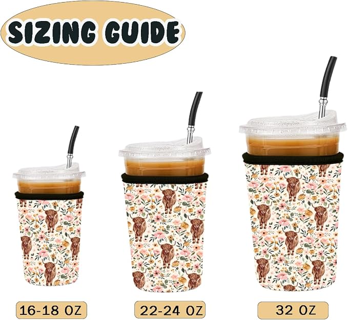 Reusable Insulated Neoprene Iced Coffee Cup Sleeve, Durable Drink Sleeve - Image 5