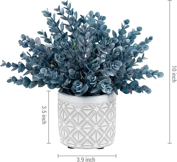 MyGift Artificial Eucalyptus Plant in Modern Gray Concrete Pots - Image 5