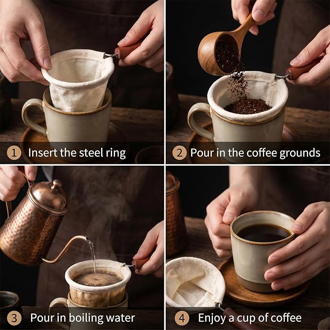 2PCS Cloth Coffee Filter Reusable Coffee Strainer Pour over Cup Strainer - Image 4
