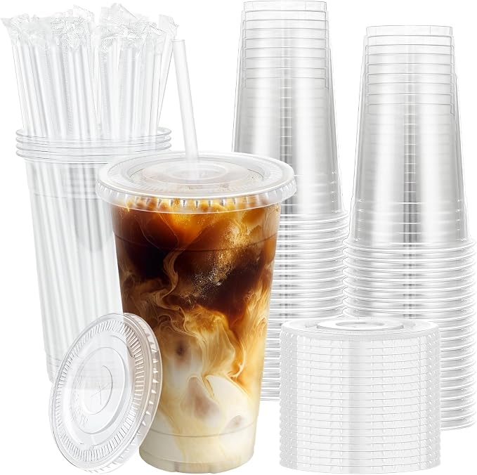 Lamosi 100 Pack 20 oz Clear Plastic Cups by BuyNow