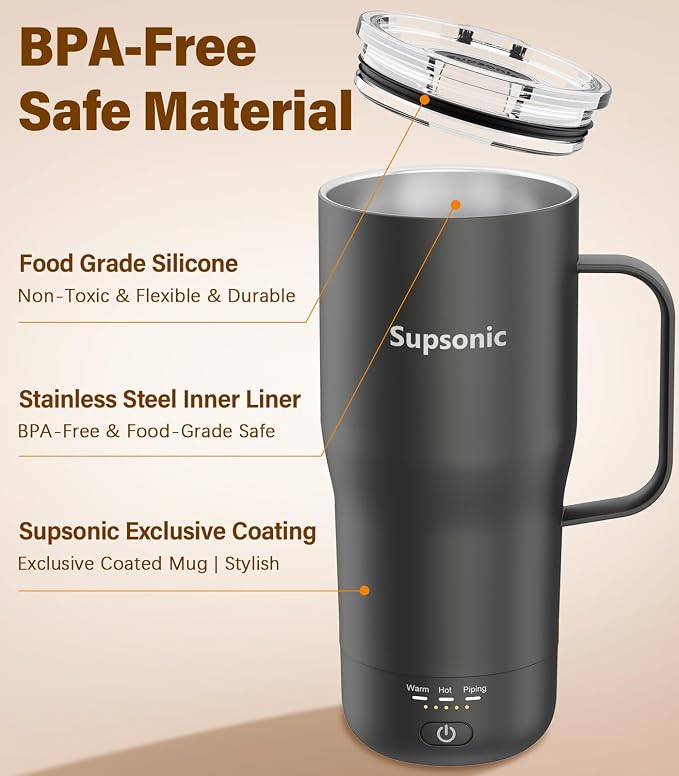Supsonic - Smart Heated Coffee Mug, 20oz Rechargeable Self Heating Mug - Image 6