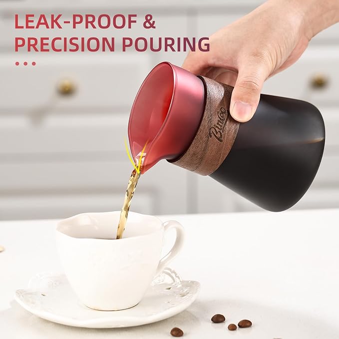 Glass Coffee Carafe with Wood Heat-Resistant Loop, 16oz Glass Coffee Server - Image 3
