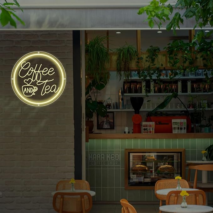 Coffee Neon Sign, Coffee and Tea Neon Signs, Dimmable LED Coffee Bar Hanging - Image 3