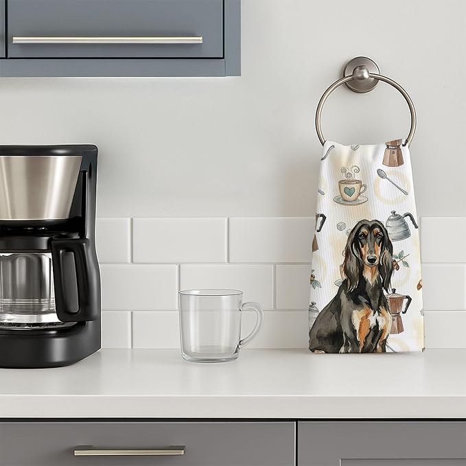 Caroline's Treasures Black & Tan Afghan Hound Coffee Bar Kitchen Towel Velour - Image 3