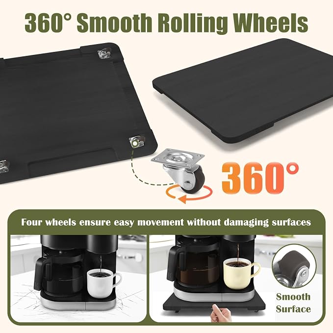 360° Rolling Tray for Coffee Maker, Sliding Tray Countertop Appliance Slider - Image 4