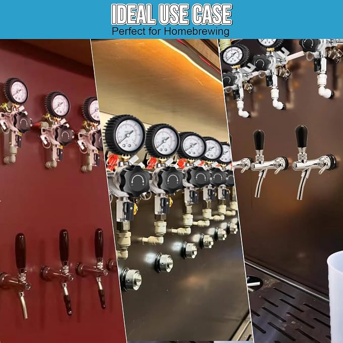 Professional Secondary CO2 Regulator, Pressure Beer Regulator Dual Gas Inlets & - Image 7