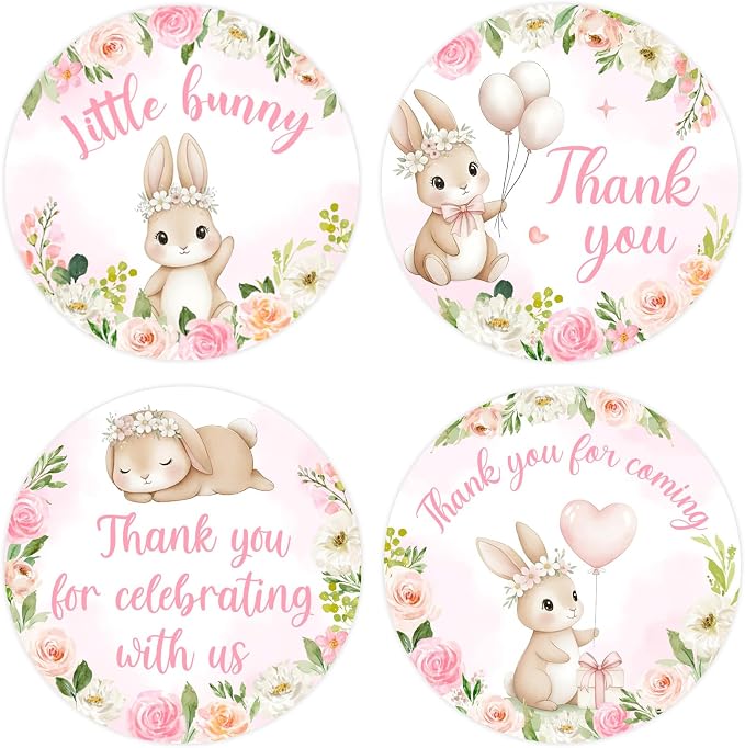 Serencatcher Rabbit Bunny Thank You Stickers by Serencatcher