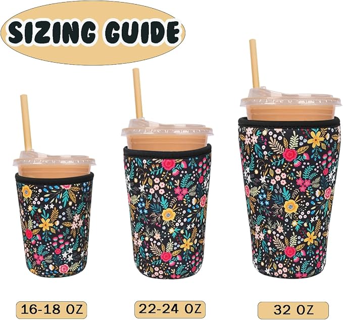 Reusable Insulated Neoprene Iced Coffee Cup Sleeve, Durable Drink Sleeve - Image 5