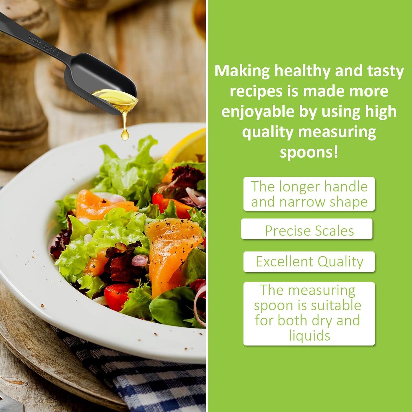 2 Pcs 1/2 Teaspoon(2.5 mL | 1/2 Tsp | 1/6 Tbsp | 2.5 cc | 1/16 oz) Stainless Steel Single Measuring Spoon, Long Handle Metal Measuring Spoon, Kitchen Gadgets for Cooking & Baking(Black)