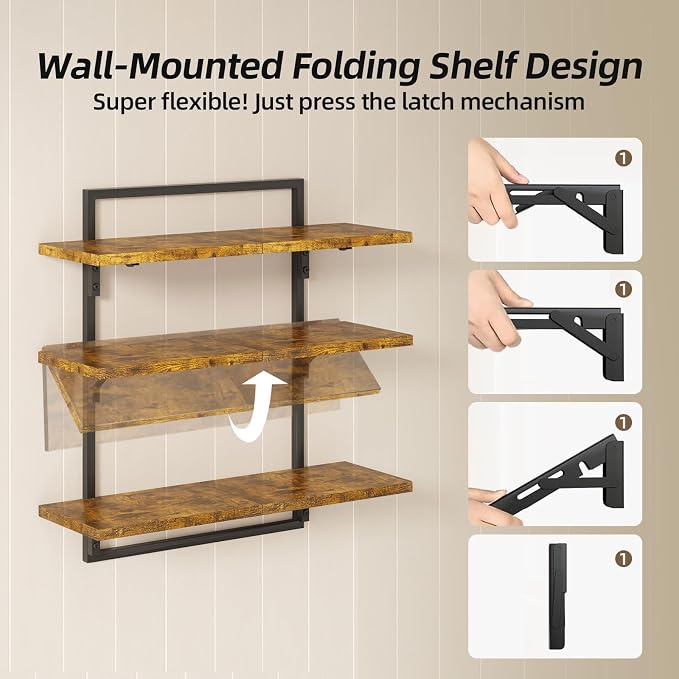 Floating Shelves for Wall, 24 inch Kitchen Shelves Wall Mounted, 3 Tier Coffee - Image 7