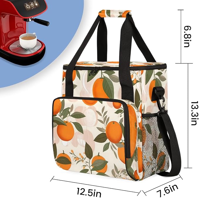 Orange Fruit Coffee Maker Travel Bag, Portable Storage Tote Bag - Image 2