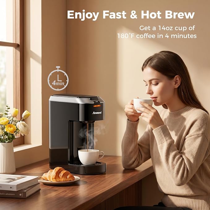 Single Serve Coffee Maker for K Cup Pods, One Button Coffee Maker, 6-14oz Brew - Image 5