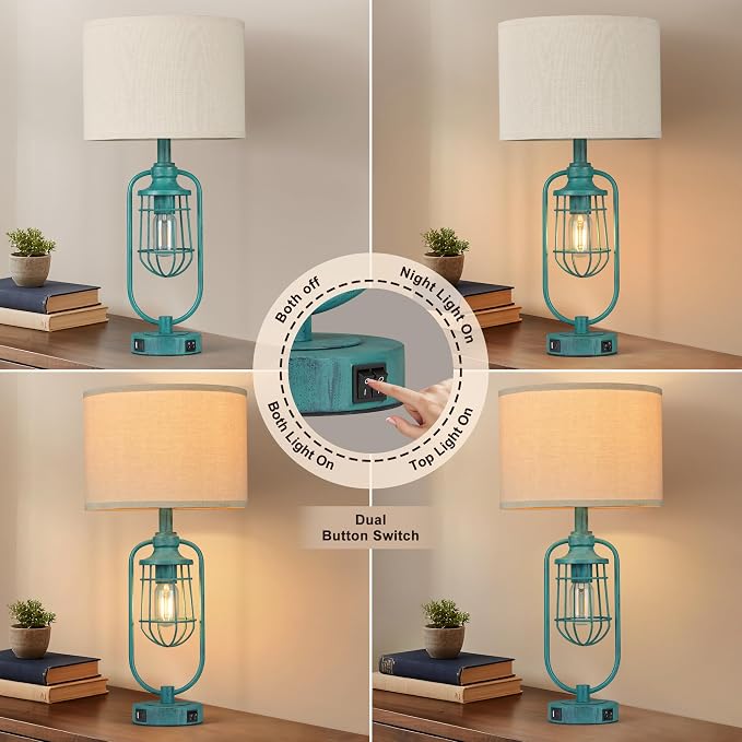 Table Lamps for Living Room End Table Set of 2, Farmhouse Lamps for Night Stands - Image 2