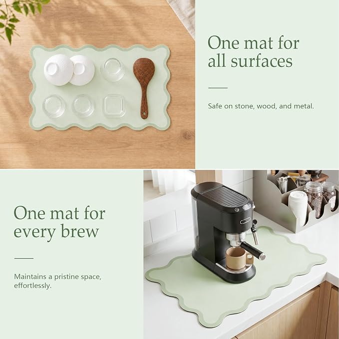 Scalloped Dish Drying Mat for Kitchen Counter, Absorbent Easy Clean Non-slip - Image 4