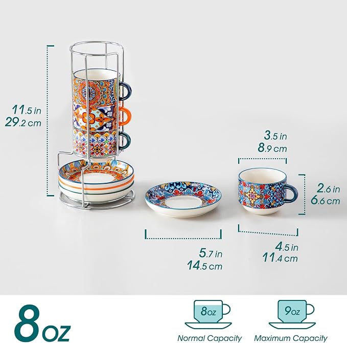 vancasso 8 Oz Stackable Espresso Cups - Image 2