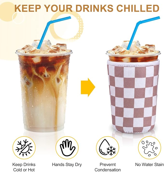 CHENGU 12 Pack Reusable Iced Coffee Sleeves Bulk Cold Cup Neoprene Insulated - Image 3