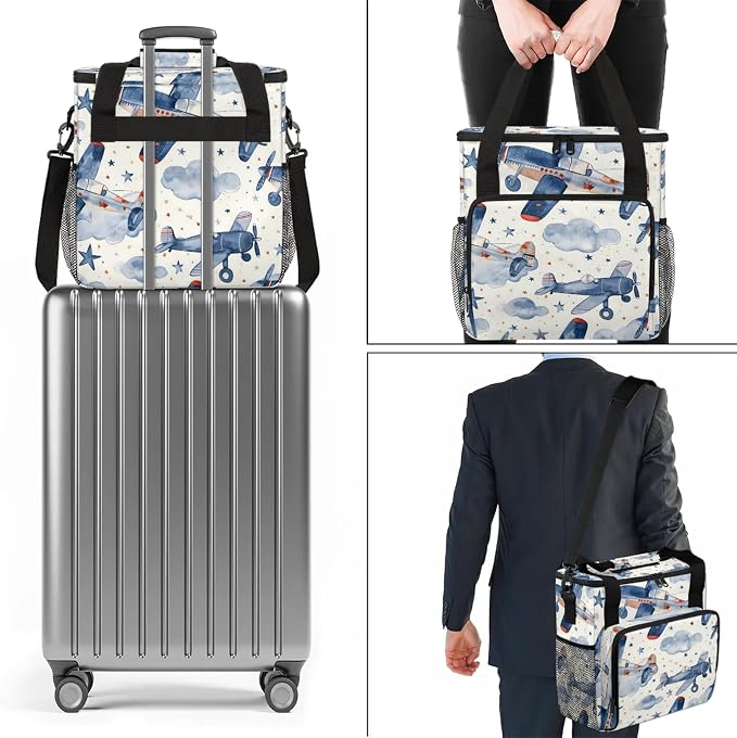 Airplanes Coffee Maker Carring Bag, Large Insulated Storage Organizer Case Tote - Image 7