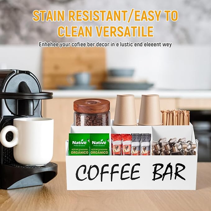 Coffee Station Organizer for Countertop, 5Compartments Coffee Bar Accessories - Image 4