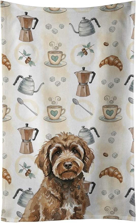 Caroline's Treasures Brown Portuguese Water Dog Coffee Bar Kitchen Towel Velour by CarolinesTreasures