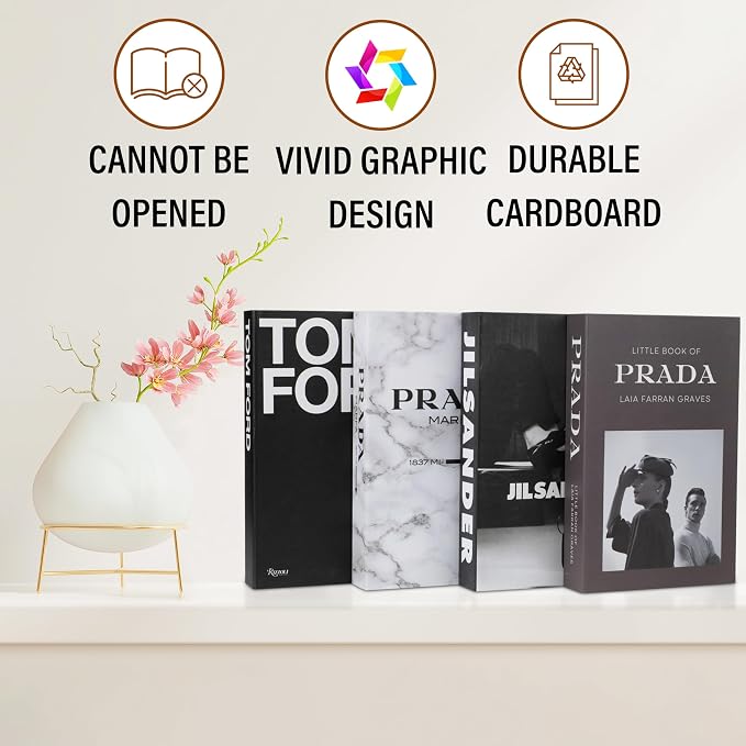 PROBENEX 4 Pcs Decorative Books | Faux Marble Cardboard Coffee Table Decor | - Image 8