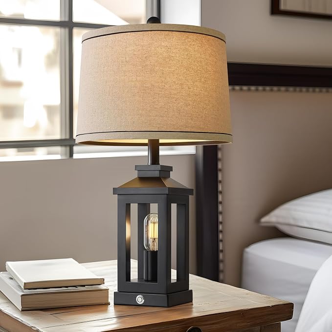 G-SAFAVA 23.75" Retro Farmhouse Black Table Lamp - Image 3