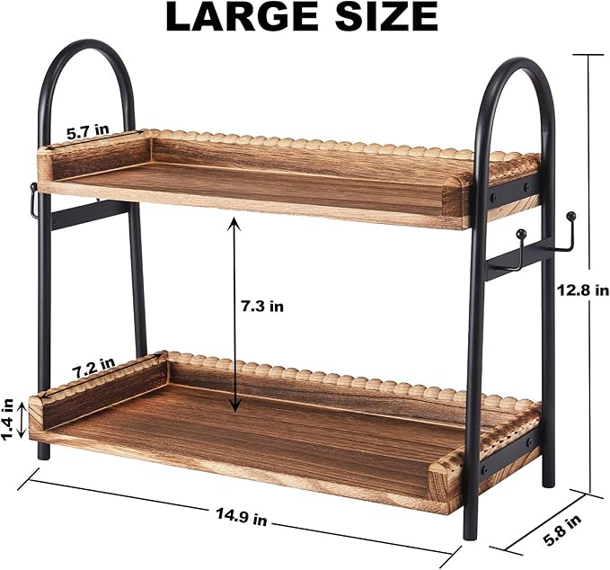 BDBDYEAY Coffee Bar Accessories, 2-Tier Coffee Bar Organizer - Image 2