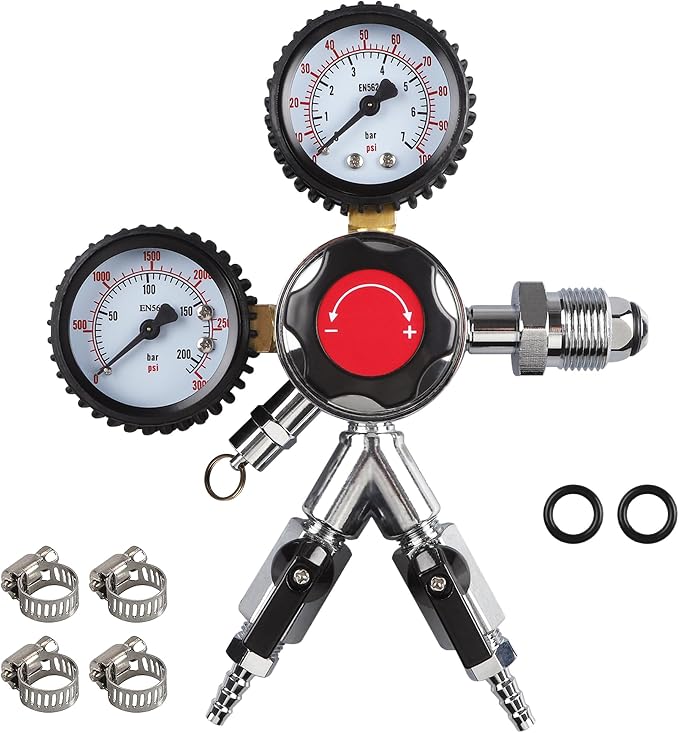 Dual-Gauge Nitrogen Regulator CGA-580 Nitro Regulator Heavy Duty Beer Cold Brew by PERA