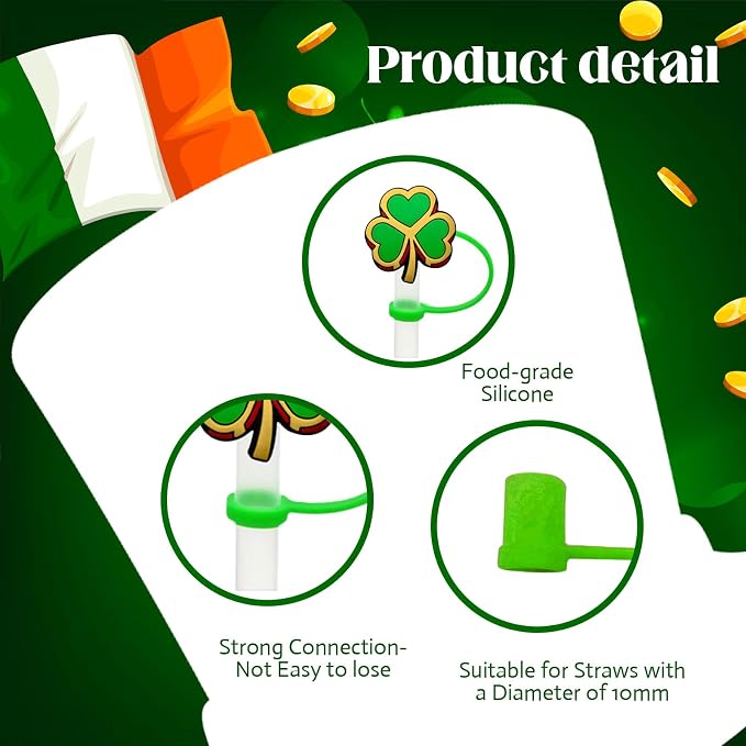 10Pcs St. Patrick's Day Straw Cover Cap - Image 4