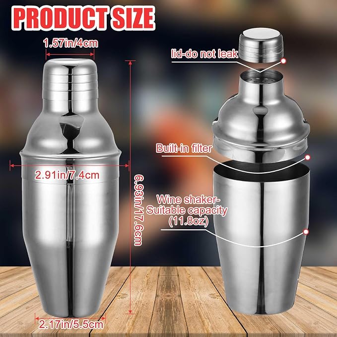 Nitial 6 Pcs Bar Cocktail Shaker Professional Stainless Steel Martini Drink - Image 2