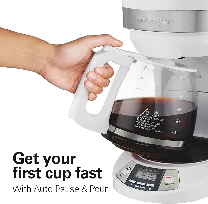 Hamilton Beach 12 Cup Programmable Drip Coffee Maker Machine, Regular & Bold - Image 3
