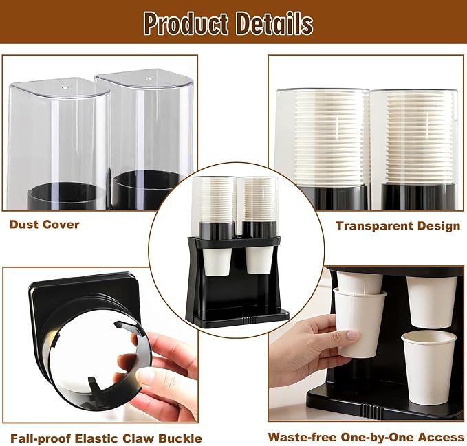 Cup Holder with Dust Cover, 2-Way Wall-Mounted & Countertop Disposable Paper - Image 4