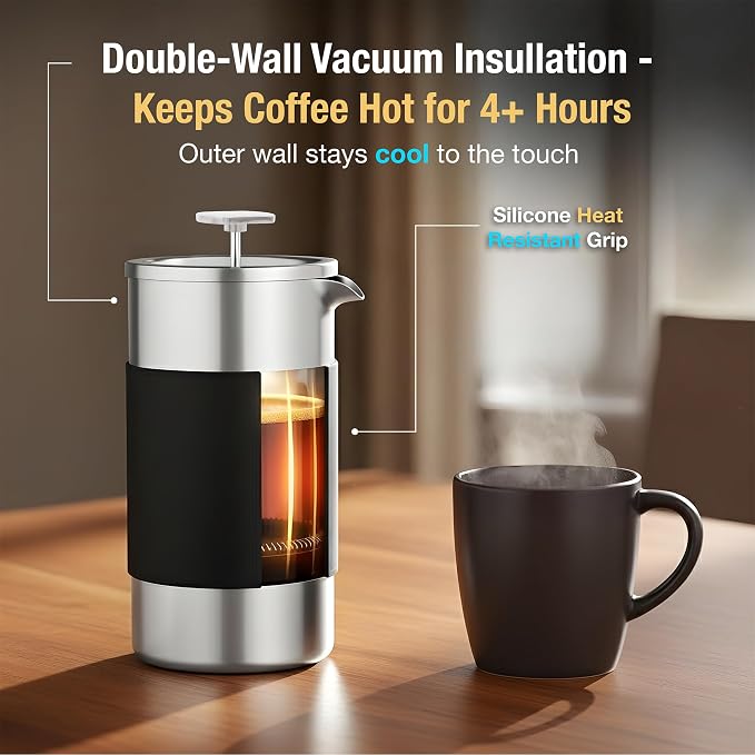 Small French Press Coffee Maker Set - 12 oz | Portable Travel French Press - Image 6