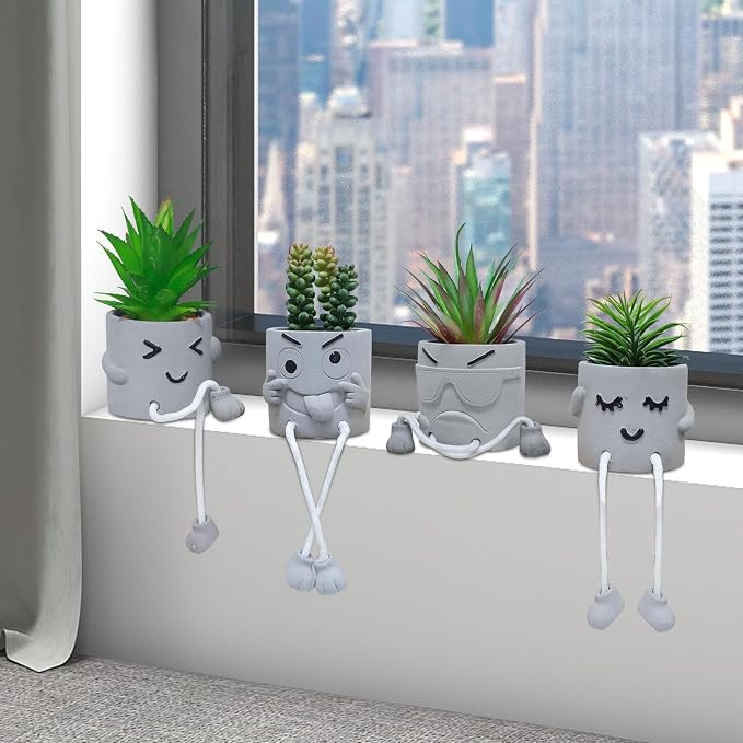 MAKHOT Artificial Succulents Potted Plant Set, Faux Succulents Office - Image 7