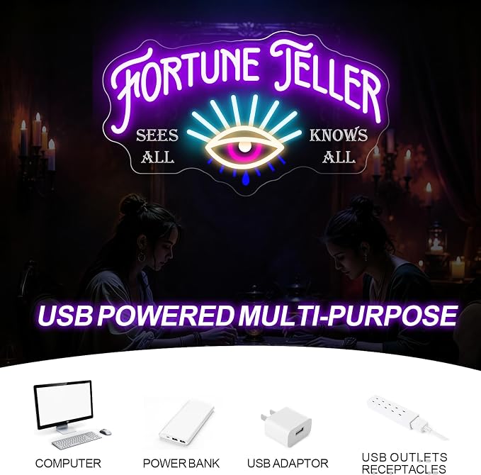 Fortune Teller Neon Sign, All-Seeing Eye LED Wall Light - Image 5