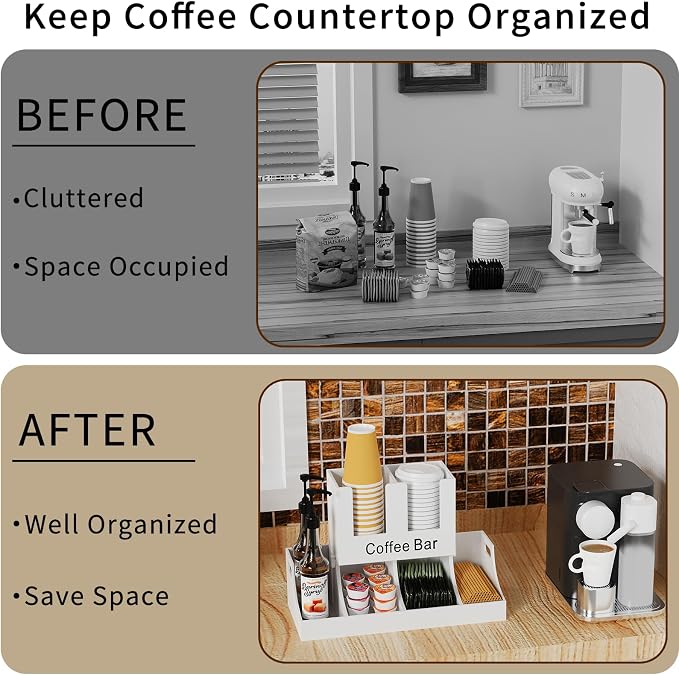 Coffee Station Organizer, Wooden Coffee Bar Organizer - Image 3