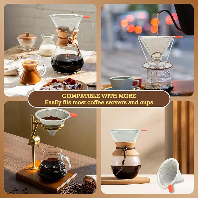 X-VESOLJE Pour Over Coffee Dripper, Paperless Pour Over Coffee Filter, Reusable - Image 6