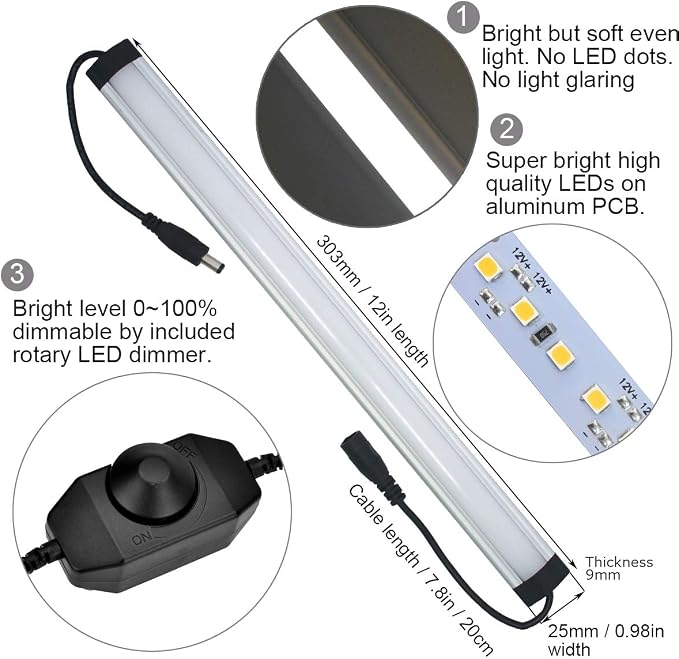 Litever Kitchen Under Cabinet LED Lighting Kits, Daylight White 20W 1000 Lumen - Image 3