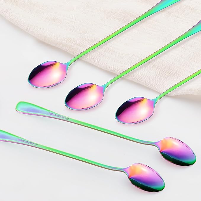 8 Pcs Long Handle Spoons, Satainless Steel Tea Spoons, Ice Cream Spoon - Image 5