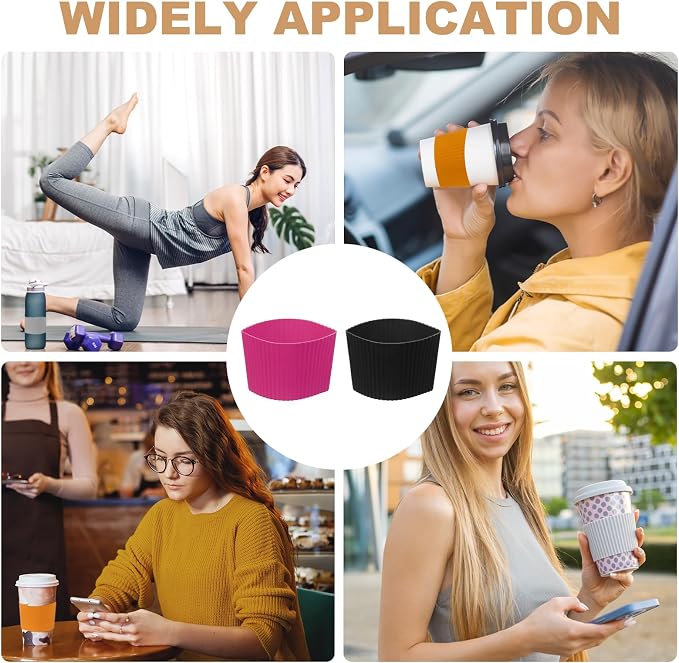 uxcell 6Pack Coffee Cup Sleeves, Reusable Silicone Heat Resistant Cup - Image 6