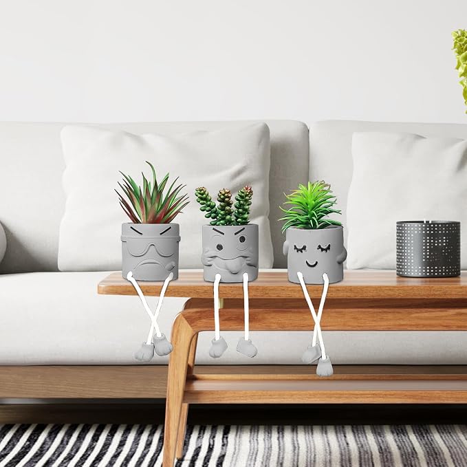 Zerzsy 3 Pack Faux Plants Small Artificial Succulents, Fake Plant Modern - Image 9